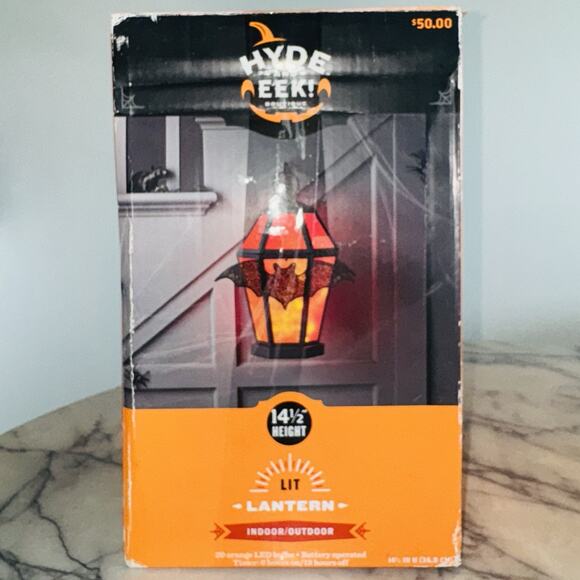 Target Hyde And Eek 15" LED Halloween Lantern Lamp Bat Indoor Outdoor WBatteries - Picture 2 of 11